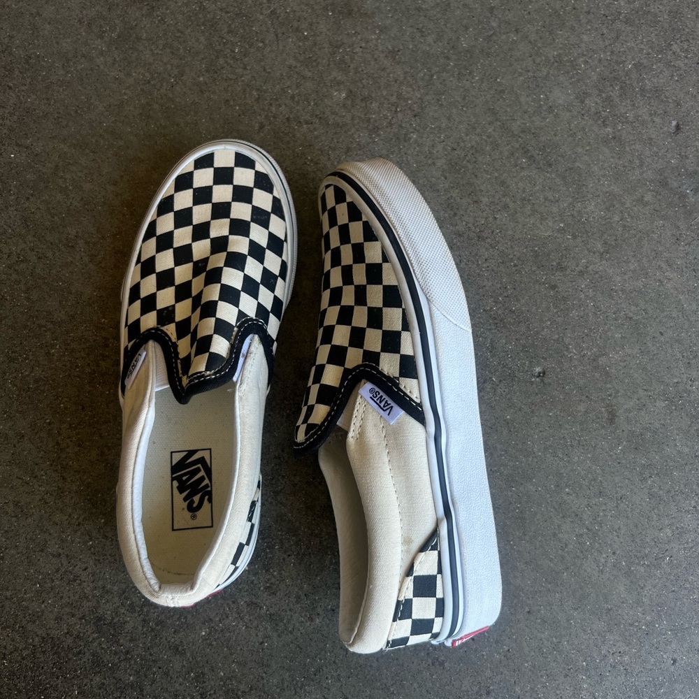 Vans Black and White Checkerboard Slip-Ons